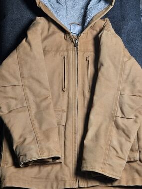 Carhartt Tan Hooded  Coat with Sherpa Lining